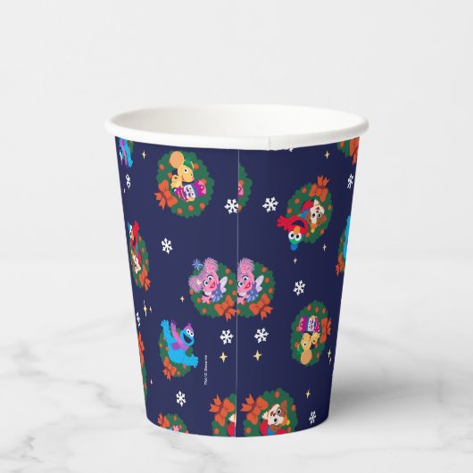 Sesame Street Christmas Wreath Pattern Pappbecher (Rechts)