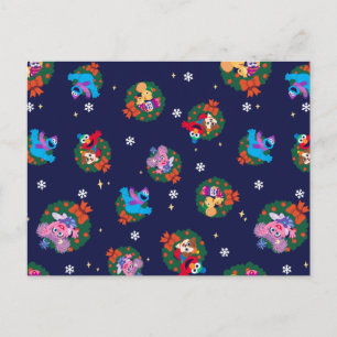 Sesame Street Christmas Wreath Pattern Postkarte