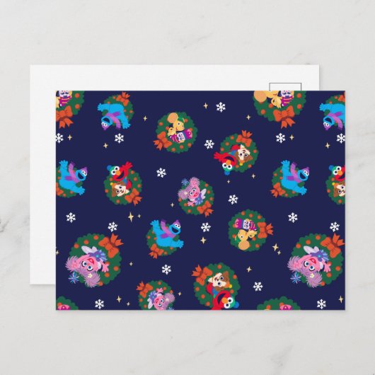 Sesame Street Christmas Wreath Pattern Postkarte (Vorne/Hinten)