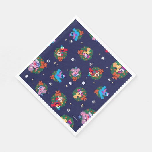 Sesame Street Christmas Wreath Pattern Serviette (Ecke)