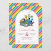 Sesame Street Colorful Rainbow Birthday Einladung (Vorne/Hinten)