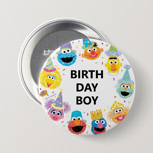 Sesame Street Confetti Birthday Boy Button (Vorne & Hinten)