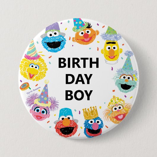 Sesame Street Confetti Birthday Boy Button (Vorderseite)