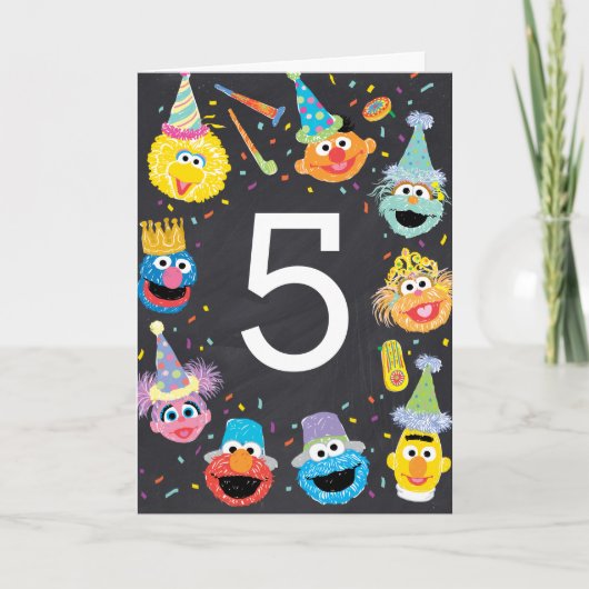 Sesame Street Confetti Happy 5. Geburtstag Karte (Vorderseite)
