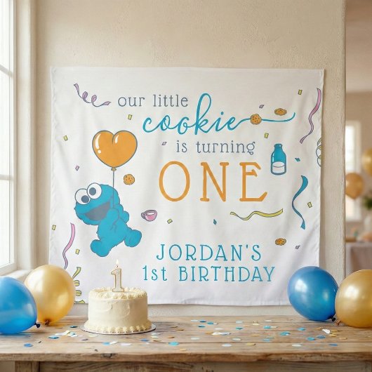 Sesame Street | Cookie Monster 1st Birthday Wandteppich