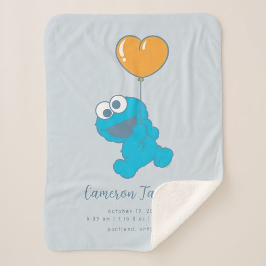 Sesame Street Cookie Monster Baby Birth Stats Sherpadecke (Vorderseite)