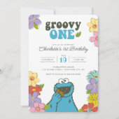 Sesame Street Cookie Monster | Groovy One Geburtst Einladung (Vorderseite)