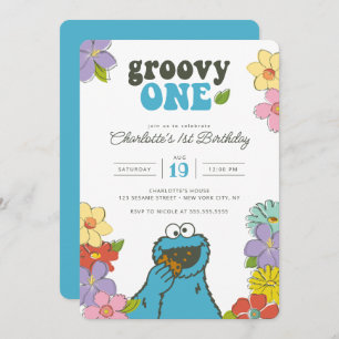 Sesame Street Cookie Monster Groovy One Geburtst Einladung