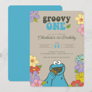 Sesame Street Cookie Monster | Groovy One Geburtst Einladung