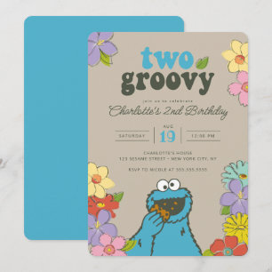 Sesame Street Cookie Monster Two Groovy Birthday Einladung