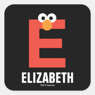 Sesame Street   E steht für Elmo Quadratischer Aufkleber