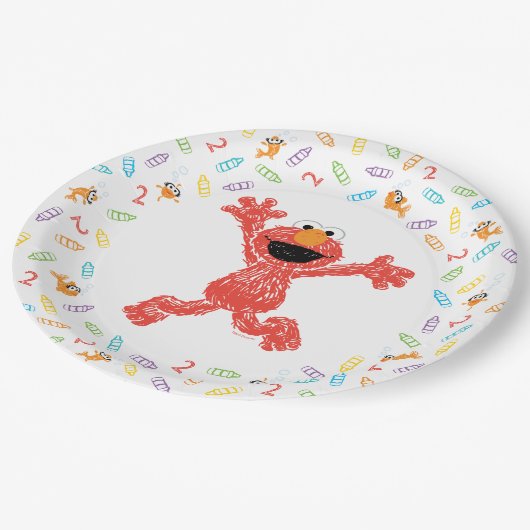 Sesame Street Elmo | Birthday Crayon Pappteller (Schrägansicht)