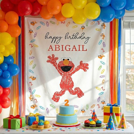 Sesame Street Elmo | Birthday Crayon Wandteppich