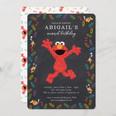 Sesame Street Elmo | Crayon Birthday Einladung (Vorne/Hinten)