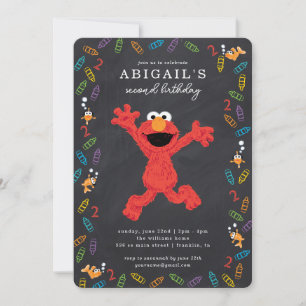 Sesame Street Elmo Crayon Birthday Einladung