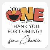 Sesame Street | Elmo - First Birthday Square Stick Quadratischer Aufkleber (Vorderseite)