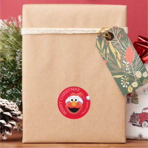 Sesame Street   Elmo Frohe Weihnachten Geschenkanh Runder Aufkleber