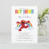 Sesame Street - Elmo Rainbow Baby Shower Einladung (Stehend Vorderseite)