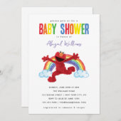 Sesame Street - Elmo Rainbow Baby Shower Einladung (Vorne/Hinten)