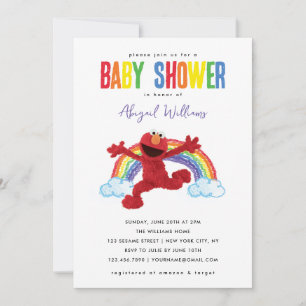 Sesame Street - Elmo Rainbow Baby Shower Einladung
