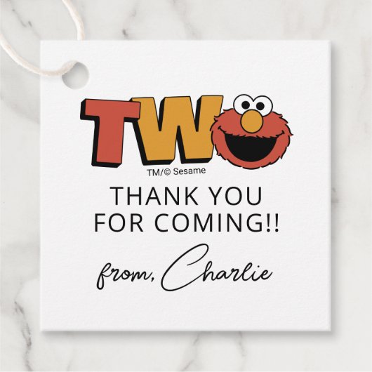 Sesame Street | Elmo - Second Birthday Favor Tags Geschenkanhänger (Vorderseite)