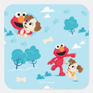 Sesame Street   Elmo & Tango Muster Quadratischer Aufkleber