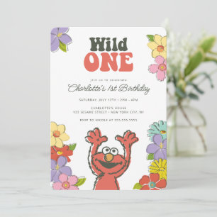 Sesame Street Elmo Wild One Floral Birthday Einladung