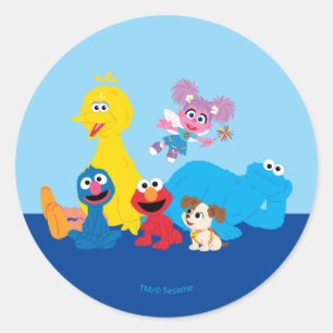 Sesame Street   Farbige Sesame Street Freunde Runder Aufkleber