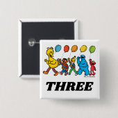Sesame Street Freunde | 3. Geburtstagsballons Button (Vorne & Hinten)