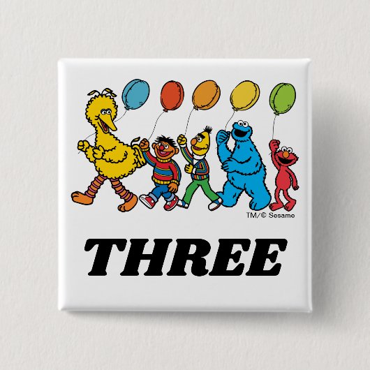 Sesame Street Freunde | 3. Geburtstagsballons Button (Vorderseite)