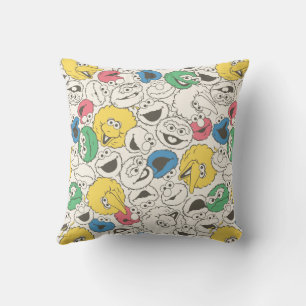 Sesame Street Freunde   Big Head Core Muster Kissen