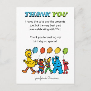 Sesame Street Freunde   Geburtstagsballons - Danke Postkarte