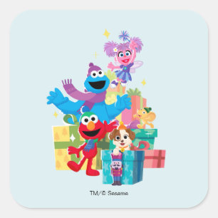 Sesame Street Freunde und Geschenke Quadratischer Aufkleber