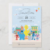 Sesame Street Friends Kindergeburtstag Einladung (Vorderseite)