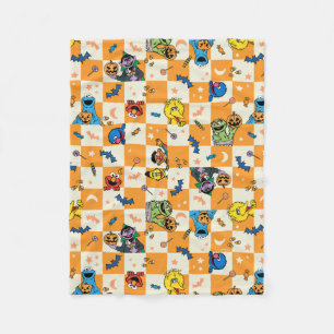 Sesame Street Halloween Karomuster Fleecedecke
