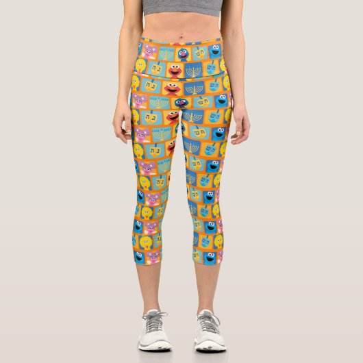 Sesame Street Hanukkah Pattern Capri Leggings (Vorderseite)