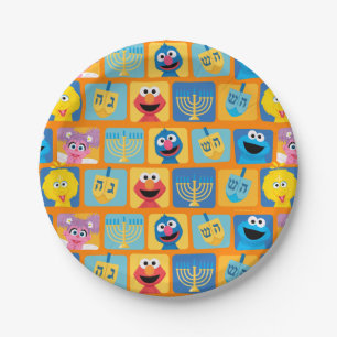 Sesame Street Hanukkah Pattern Pappteller