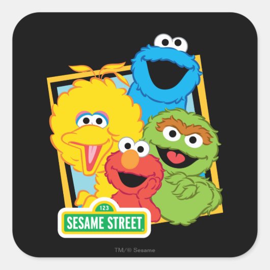 Sesame Street-Kumpel Quadratischer Aufkleber (Vorderseite)