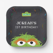 Sesame Street | Oscar Birthday Chalkboard Pappteller (Vorderseite)