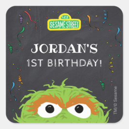 Sesame Street | Oscar Birthday Chalkboard Quadratischer Aufkleber