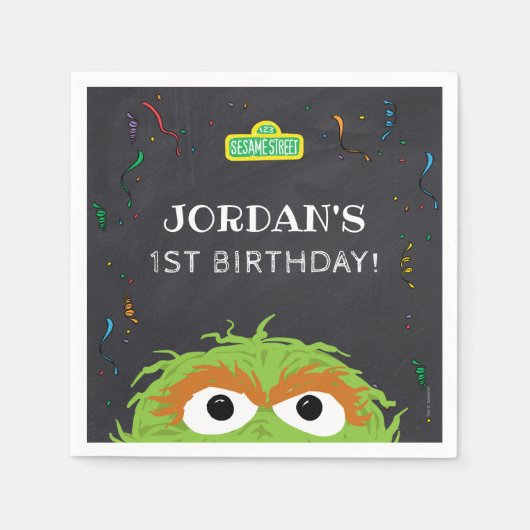 Sesame Street | Oscar Birthday Chalkboard Serviette (Vorderseite)