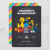Sesame Street Pals 1. Geburtstag Chalkboard Einladung (Vorne/Hinten)