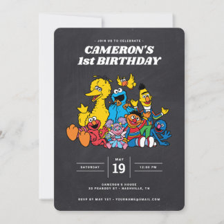 Sesame Street Pals 1. Geburtstag Chalkboard Einladung