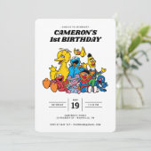 Sesame Street Pals 1. Geburtstag Einladung (Stehend Vorderseite)