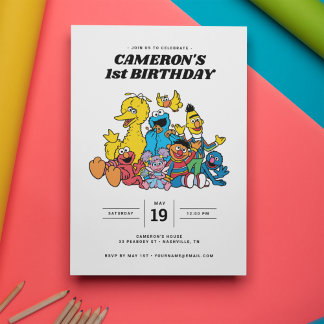 Sesame Street Pals 1. Geburtstag Einladung