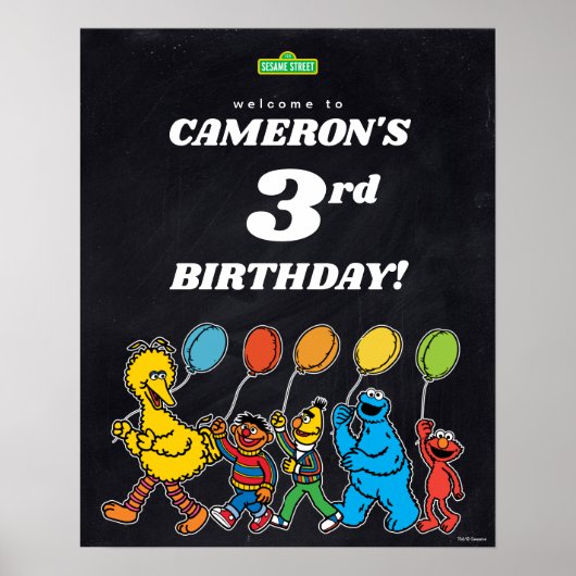 Sesame Street Pals 3. Geburtstag Balloons Willkomm Poster (Vorne)