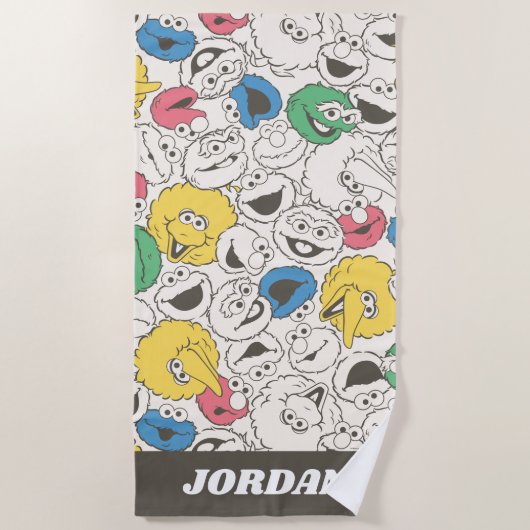 Sesame Street Pals | Big Head | Name hinzufügen Strandtuch (Vorderseite)