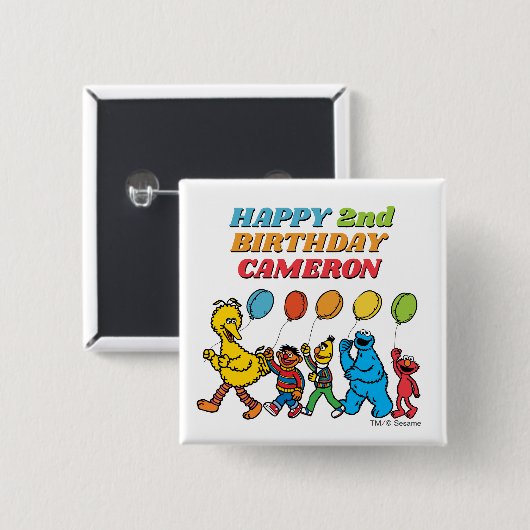 Sesame Street Pals | Birthday Balloons Button (Vorne & Hinten)