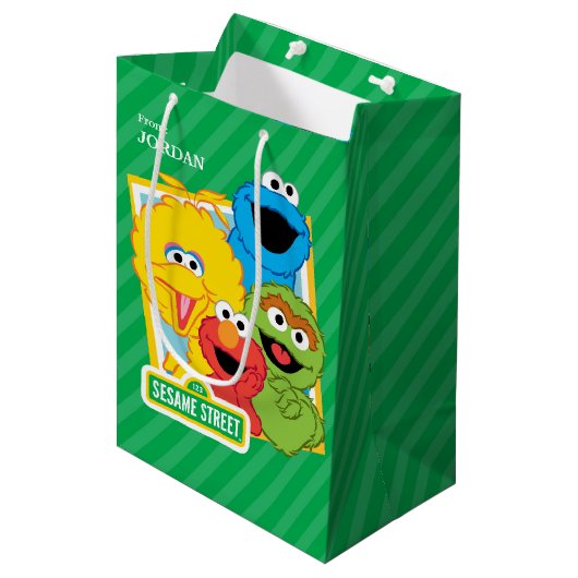 Sesame Street Pals Birthday Mittlere Geschenktüte (Vorderseite Schrägansicht)
