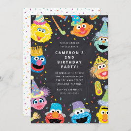 Sesame Street Pals Chalkboard Confetti Birthday Einladung